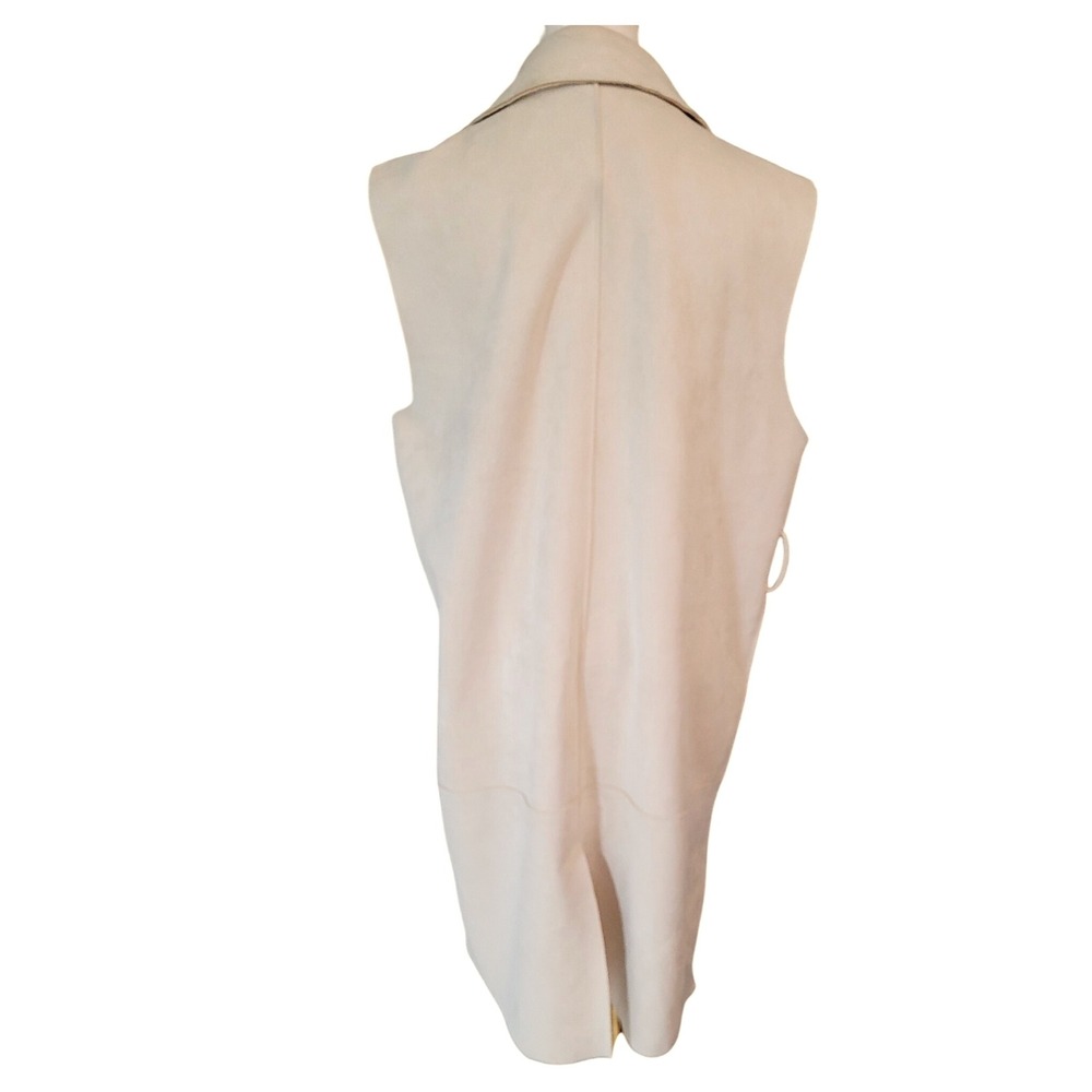 Zara Sleeveless‎ Trench Vest Duster Coat Jacket Neutral Color Belted Modern - Picture 7 of 10